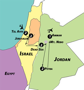 Hermes Tours exclusively Gay Tour to Israel and Jordan map